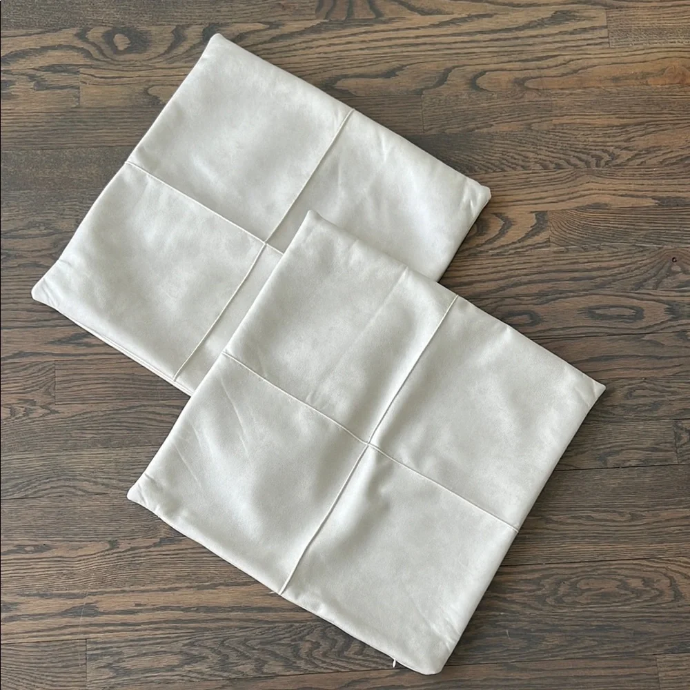 Set of Two Faux Leather Pillow Covers, 16x16